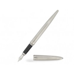 NEUF STYLO PLUME CARTIER CALLIGRAPHIE PLATINIUM + SUPPORT EN VERRE FOUNTAIN PEN