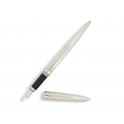 STYLO PLUME CARTIER CALLIGRAPHIE PLATINIUM ACIER PALLADIE + SUPPORT FOUNTAIN PEN
