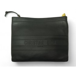 NEUF SAC A MAIN POCHETTE CHRISTIAN DIOR STRIPE POUCH S5543CGSB EN CUIR NOIR 990€