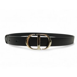 CEINTURE CHRISTIAN DIOR BOUCLE LOGO CD DOREE T 72 A 82 CUIR NOIR NEW BELT 590€