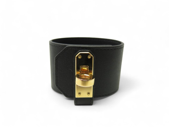 bracelet hermes kelly twist gm t2 en cuir noir