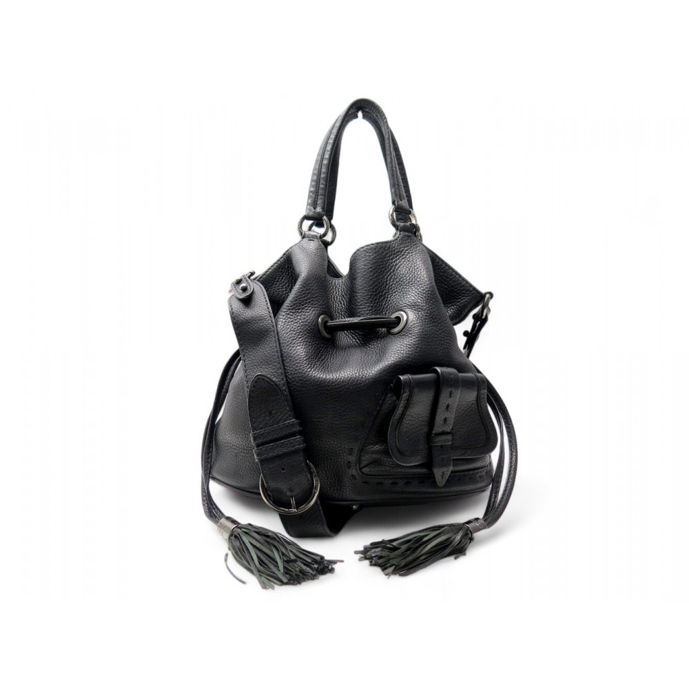 SAC A MAIN LANCEL PREMIER FLIRT EN CUIR GRAINE NOIR MM BANDOULIERE HAND BAG 750€