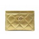 PORTE CARTES CHANEL CLASSIQUE TIMELESS LOGO CC PERLES CUIR DORE CARD HOLDER 550€