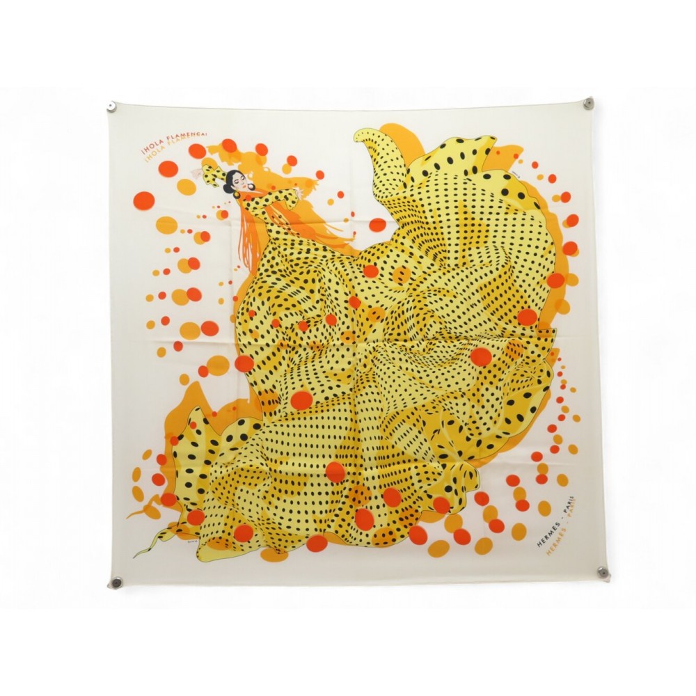 NEUF FOULARD HERMES HOLA FLAMENCA CARRE 90 D. RYBALTCHENKO SOIE SILK SCARF 530€