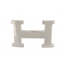 BOUCLE DE CEINTURE HERMES H 32MM ACIER PALLADIE POLI ARGENTE SILVER BUCKLE BELT