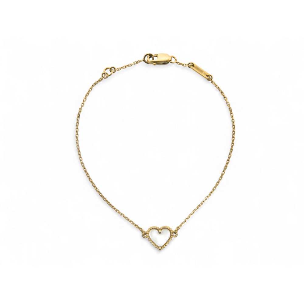 NEUF BRACELET VAN CLEEF & ARPELS SWEET HEARTS NACRE 17-18CM OR JAUNE 18K 1720€