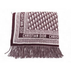 NEUF PLAID CHRISTIAN DIOR OBLIQUE LOGO BORDEAUX EN LAINE ANGORA COUVRE LIT 1290€