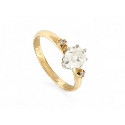 VINTAGE BAGUE SOLITAIRE DIAMANT POIRE 0.79CT T52 BRILLANTS EN OR JAUNE 18K RING