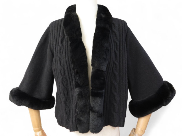 veste christian dior col fourrure lapin m 38 en laine