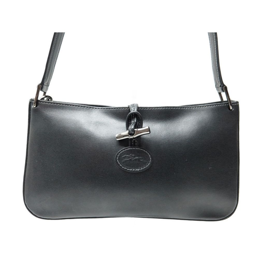 sac a main longchamp roseau cuir noir hand bag