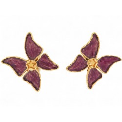VINTAGE BOUCLES D'OREILLES YVES SAINT LAURENT PAPILLONS EMAIL VIOLETTE EARRINGS