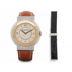 MONTRE BOUCHERON SOLIS OR 18K & ACIER BRACELET CROCO AUTRUCHE QUARTZ WATCH 2900€ MONTRE BOUCHERON SOLIS OR 18K & ACIER BRACELET CROCO AUTRUCHE QUARTZ WATCH 2900€