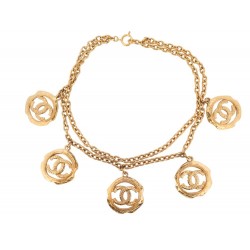 VINTAGE COLLIER CHANEL MEDAILLONS LOGO CC T47 75 METAL DORE MEDALLIONS NECKLACE