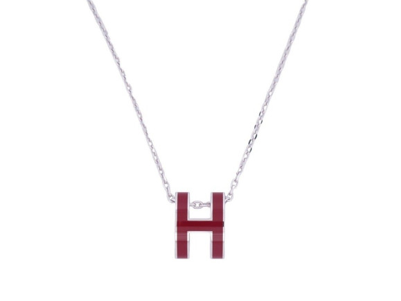  collier pendentif hermes pop h laque rouge