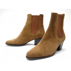 NEUF CHAUSSURES BOTTINES CELINE 773945 CAMARGUE WESTERN 35 EN DAIM BOOTS 850€