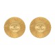 VINTAGE BOUTONS DE MANCHETTES CHANEL 1970 LOGO CC METAL DORES GOLDEN CUFFLINKS