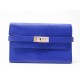PORTEFEUILLE HERMES KELLY DEPLIANT MEDIUM CUIR CHEVRE MYSORE BLEU WALLET 4800€