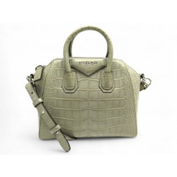 SAC A MAIN GIVENCHY ANTIGONA MINI EN CUIR DE CROCODILE GRIS BANDOULIERE HAND BAG
