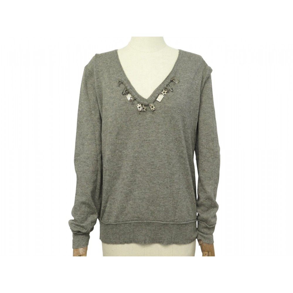 PULL CHRISTIAN DIOR BRELOQUES LOGO ETOILES 7A13055401 M 40 CACHEMIRE SWEAT 2200€