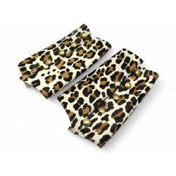 GUETRES HERMES PETIT H EN CUIR DE VEAU MOTIFS LEOPARD & CACHEMIRE BOTTES GAITERS