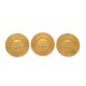 VINTAGE LOT 3 BOUTONS DE CHEMISE VESTE CHANEL LOGO CC 26 MM METAL DORE BUTTONS