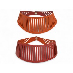 NEUF COLLIER HERMES PETIT H OPENWORK EN CUIR ROUGE ORANGE REVERSIBLE CHOKER 490€