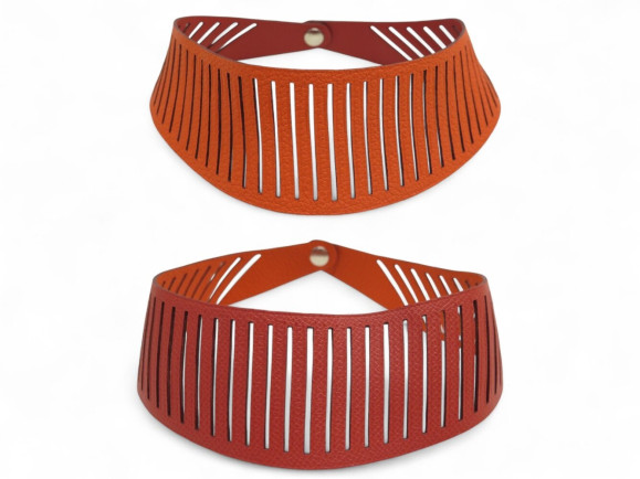 collier hermes petit h openwork en cuir rouge
