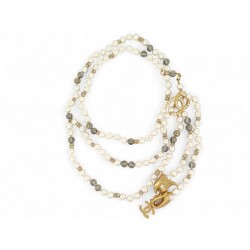 NEUF COLLIER CHANEL SAUTOIR PERLES & LOGO CC MULTIRANGS 75-81CM NECKLACE 2100€