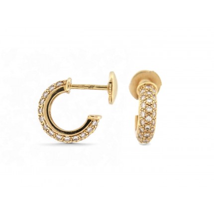BOUCLES D'OREILLES CREOLES CARTIER ETINCELLE OR JAUNE 18K PAVEES EARRINGS 11000€