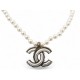 NEUF COLLIER CHANEL LOGO CC NACRE ET PERLES 35 49.5 CM + BOITE NECKLACE 1290€