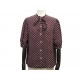 BLOUSE CELINE A POIS AVEC NOEUD DEVANT 36 S SOIE BORDEAUX POLKA DOTS TOP 1450€