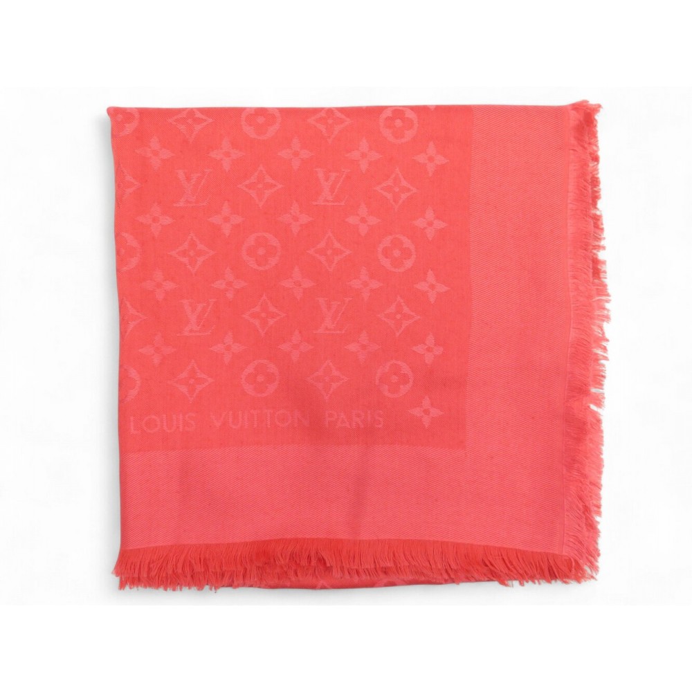 CHALE LOUIS VUITTON MONOGRAM ROSE 402336 140CM SOIE LAINE ROSE SHAWL SCARF 550€