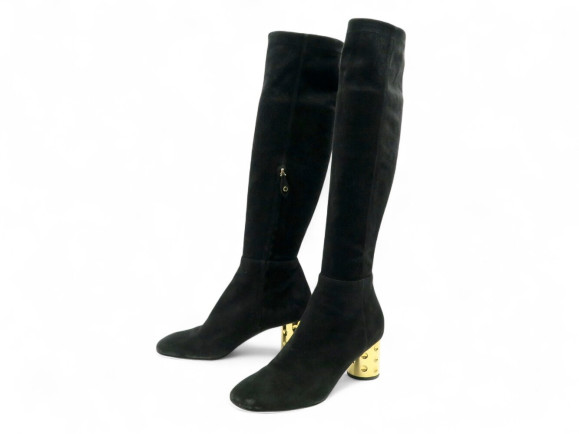 bottes louis vuitton a talons dores en veau velours