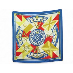 VINTAGE FOULARD HERMES SEXTANTS 1981 DUBIGEON CARRE 90 EN SOIE SILK SCARF 530€