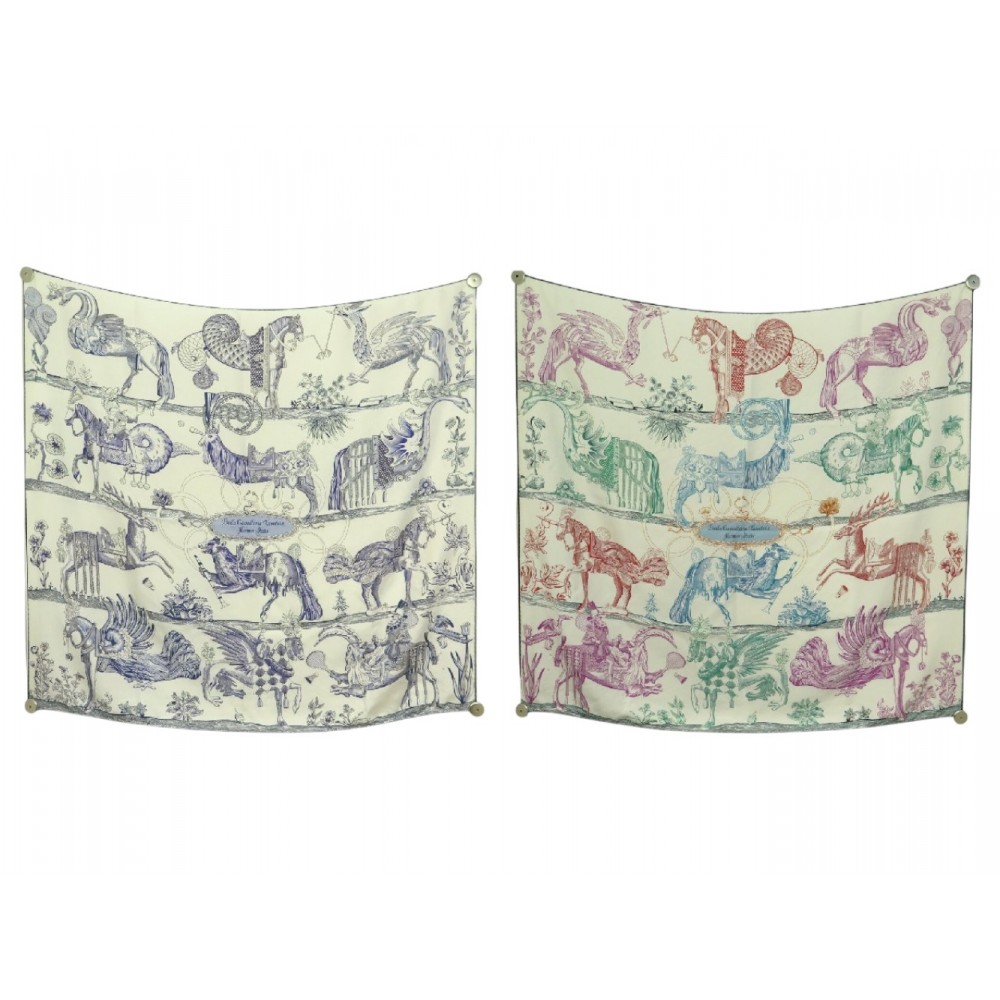 FOULARD HERMES DELLA CAVALLERIA FAVOLOSA DOUBLE FACE CARRE 90 CM SILK SCARF 660€