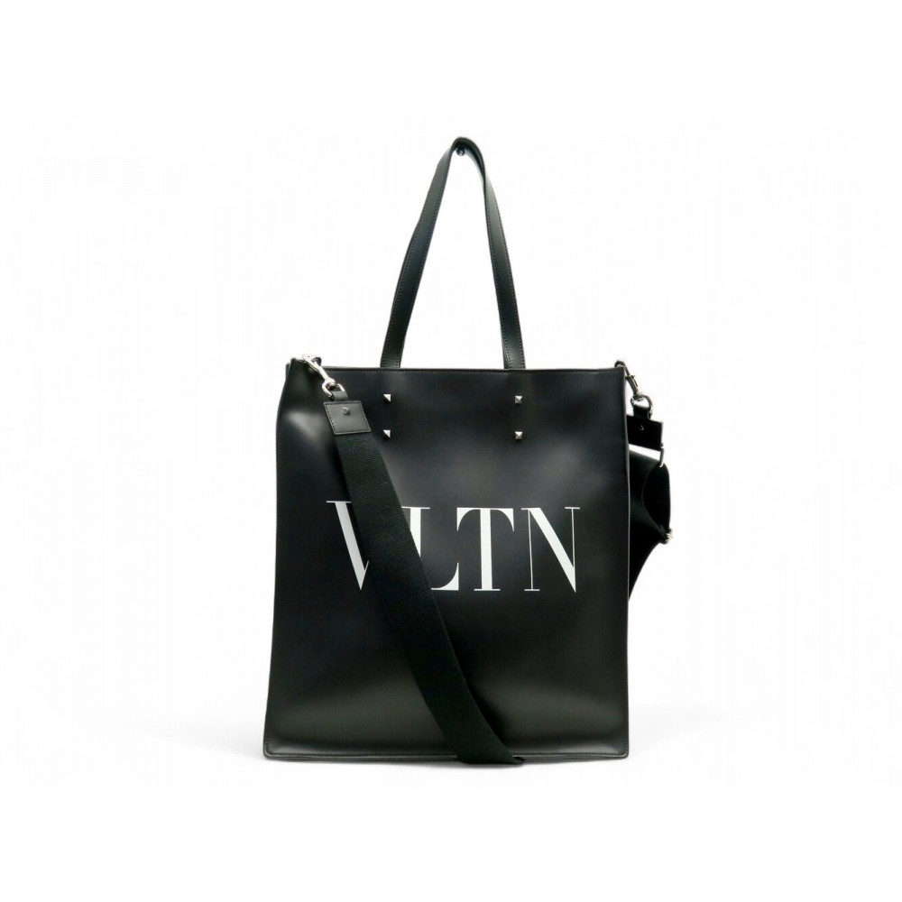 NEUF SAC A MAIN VALENTINO VLTN GM CABAS BANDOULIERE EN CUIR NOIR TOTE BAG 1200€