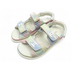 NEUF CHAUSSURES CHANEL DAD G35927 SANDALES 37.5 TISSU ARC EN CIEL SANDALS 1550€ NEUF CHAUSSURES CHANEL DAD G35927 SANDALES 37.5 TISSU ARC EN CIEL SANDALS 1550€
