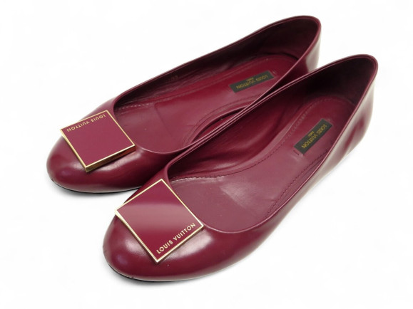 chaussures louis vuitton ballerines 38 cuir bordeaux