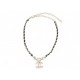 NEUF COLLIER CHANEL RAS DE COU LOGO CC STRASS CHAINE METAL DORE NECKLACE 1590€