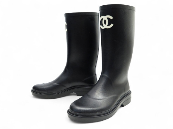 chaussures chanel bottes de pluie logo cc 38