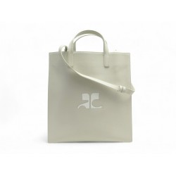 NEUF SAC A MAIN COURREGES CABAS HERITAGE BANDOULIERE EN CUIR BEIGE TOTE BAG 790€