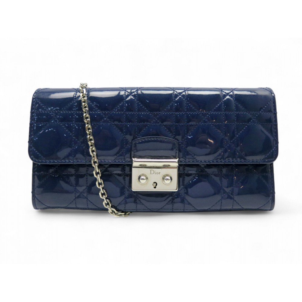 NEUF SAC A MAIN MISS DIOR WALLET ON CHAIN CUIR VERNIS BANDOULIERE WOC BAG 2050€