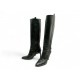 CHAUSSURES BOTTES A TALONS CHANEL LOGO CC 36.5 EN CUIR NOIR + BOITE BOOTS 2150€