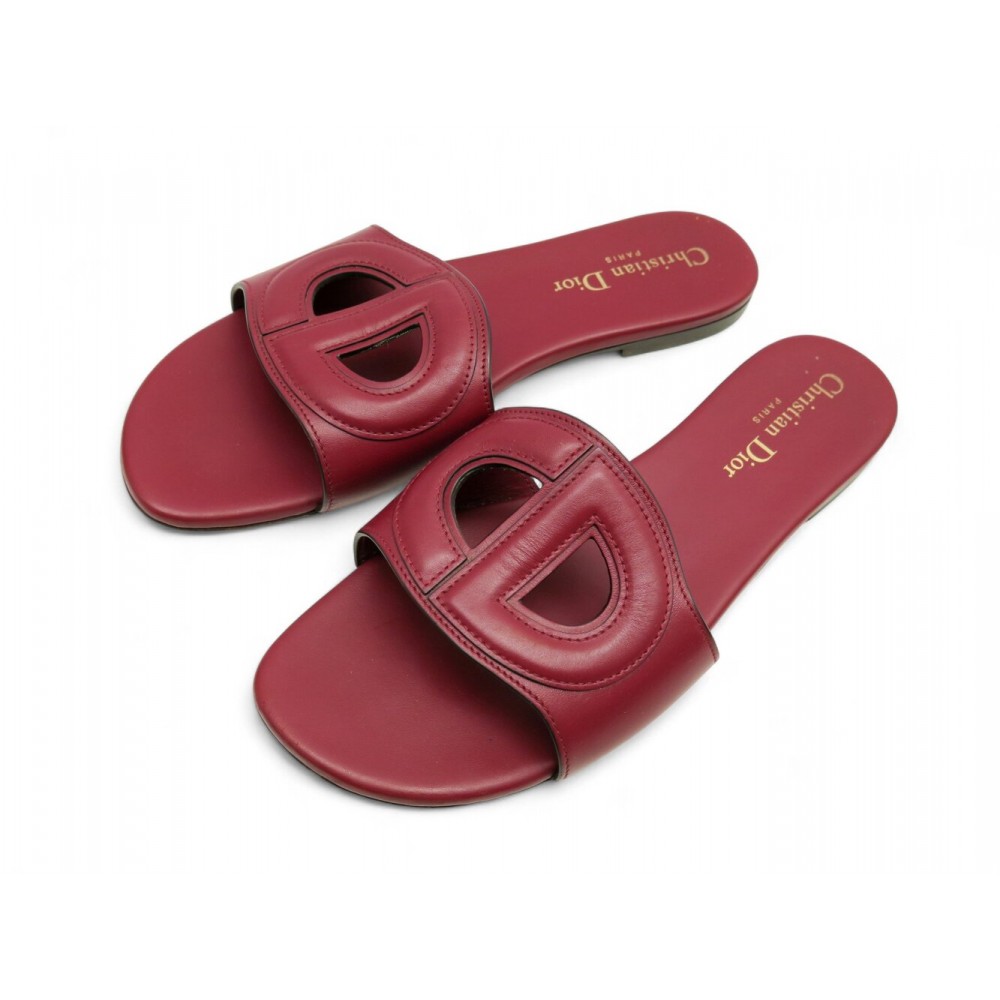 CHAUSSURES CHRISTIAN DIOR MULES D-CLUB KCO342CFY SANDALES 37.5 EN CUIR SHOE 690€