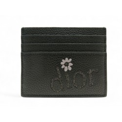 NEUF PORTE CARTES DIOR X ERL 6CC 2ESCH135SER CUIR GRAINE NOIR CARD HOLDER 340€