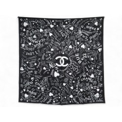 NEUF FOULARD CHANEL LOVE COCO LOGO CC CAMELIA CARRE 90 TWILL DE SOIE SCARF 530€
