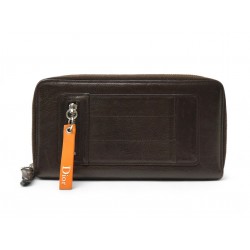 PORTEFEUILLE CHRISTIAN DIOR REMOVE BEFORE FLIGHT CUIR MARRON MONNAIE WALLET 650€