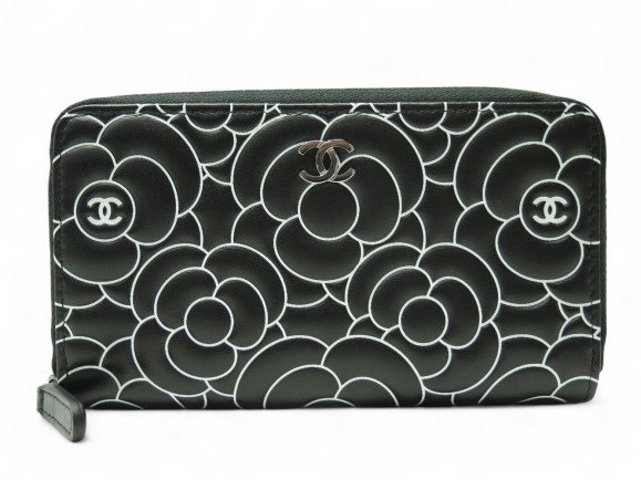 portefeuille chanel camelia noir et blanc porte