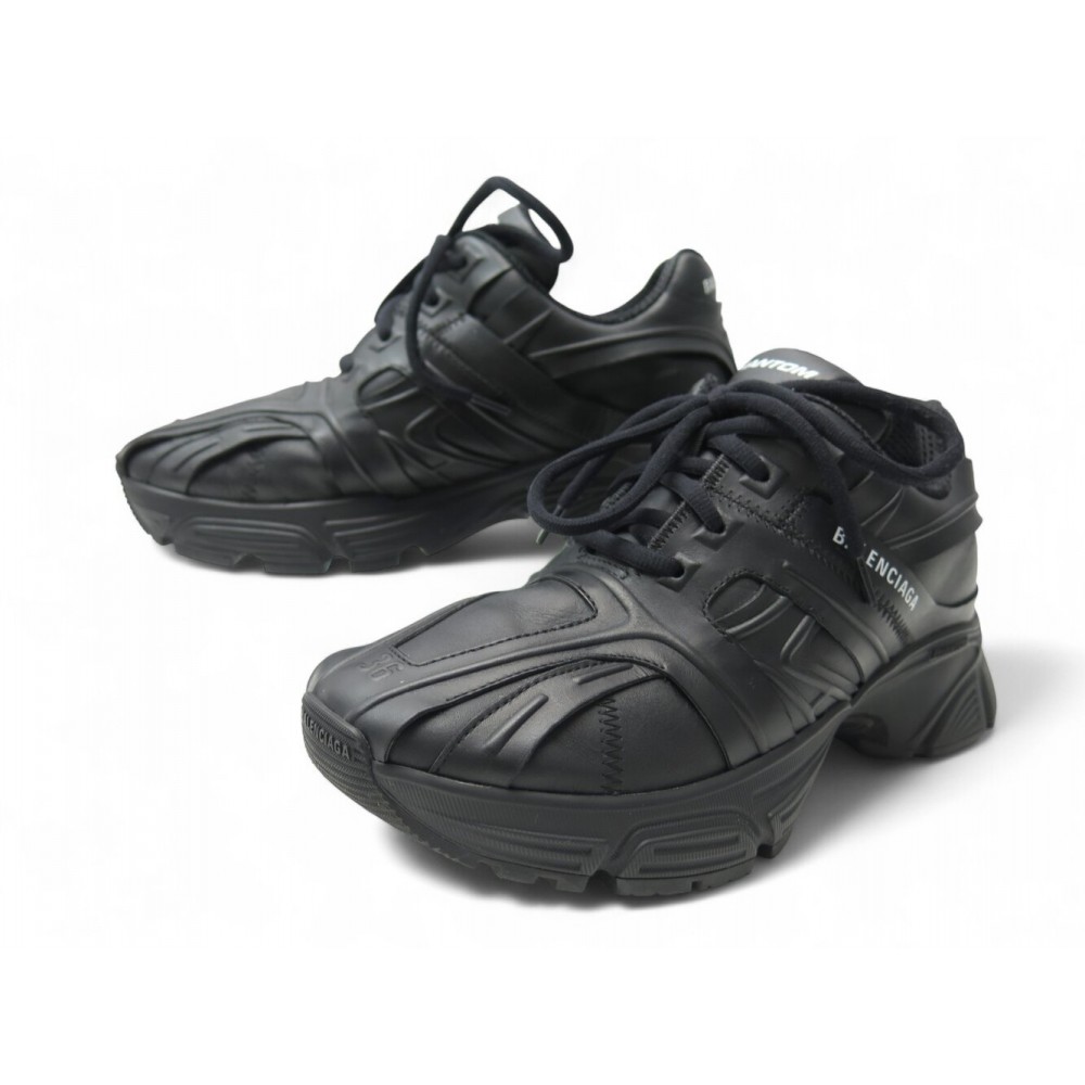 CHAUSSURES BASKETS BALENCIAGA PHANTOM 36 CUIR NOIR + BOITE LEATHER SNEAKERS 995€