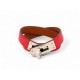 NEUF BRACELET HERMES KELLY DOUBLE TOUR T S CUIR SWIFT ROUGE BANGLE + BOITE 620€